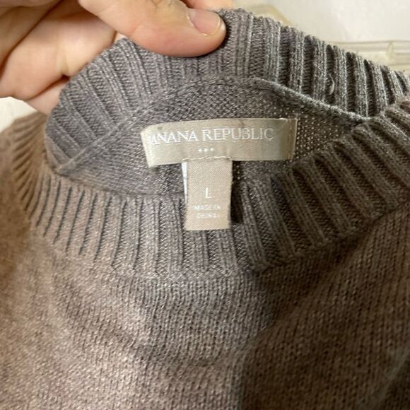 Banana Republic Cotton Viscose Blend Tan/Brown Long-sleeve Pullover Sweater  L - Picture 3 of 6